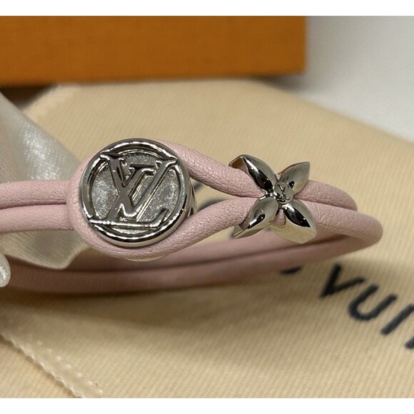 Louis Vuitton Keep A Secret M6677F Pink Leather Metal Bracelet 6 inches - Picture 6 of 13